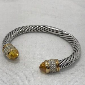 New 2 tone cable bracelet citrine cz’s